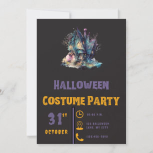 Invitation Maison hantée Rose Vert Moderne Noir Halloween