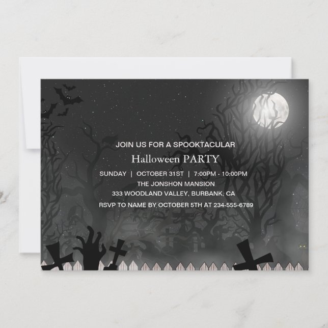 Invitation Maison hantée sombre effrayante Spooktacular Fête  (Devant)