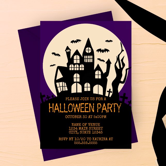 Invitation Maison hantée sur une colline Soirée Halloween (Créateur téléchargé)