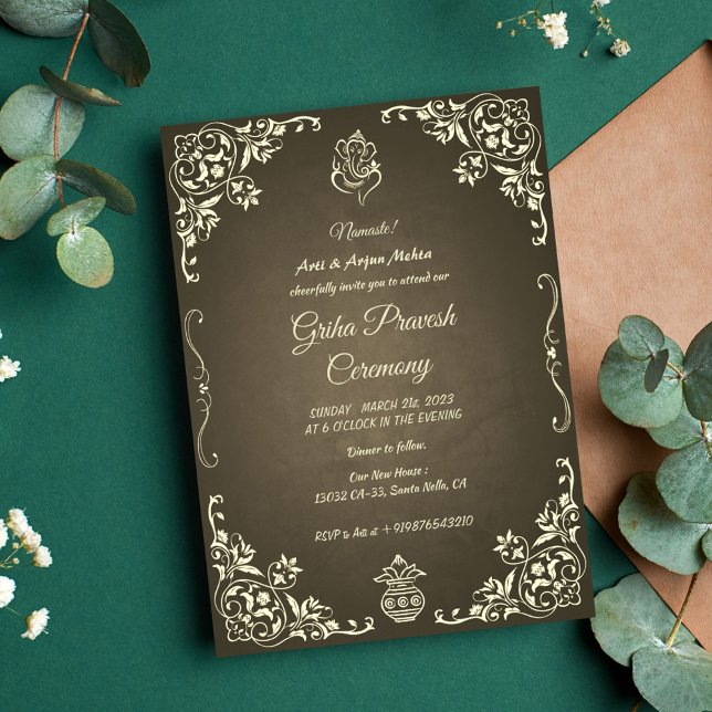 Invitation Maison hindou Réchauffement Griha Pravesh (Créateur téléchargé)