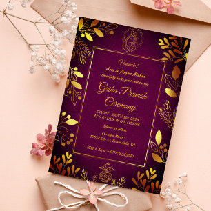 Invitation Maison hindou Réchauffement Griha Pravesh