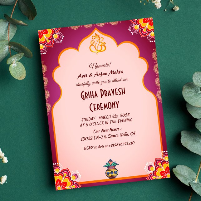 Invitation Maison hindou Réchauffement Griha Pravesh (Créateur téléchargé)