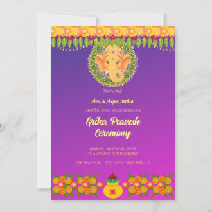 Invitation Maison hindou Réchauffement Griha Pravesh Chakra G