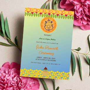 Invitation Maison hindou Réchauffement Griha Pravesh Chakra G