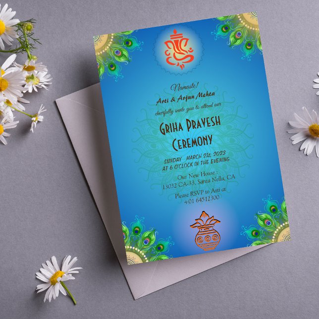 Invitation Maison hindou Réchauffer Griha Pravesh Design comp (Créateur téléchargé)