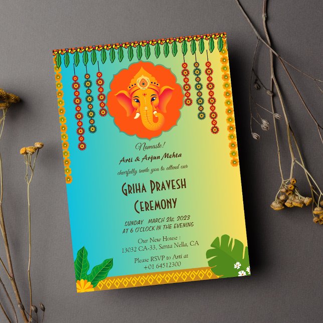 Invitation Maison hindoue indienne Réchauffer Griha Pravesh (Créateur téléchargé)