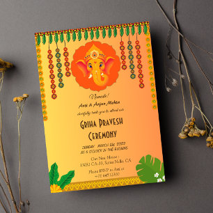 Invitation Maison hindoue indienne Réchauffer Griha Pravesh