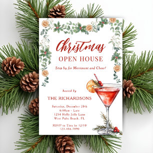 Invitation Maison ouverte de Noël au Martini rouge de gaieté 