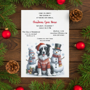 Invitation Maison ouverte de Noël avec Border Collie et bonho