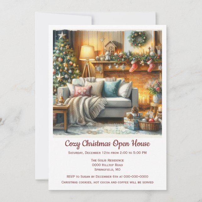 Invitation Maison ouverte de Noël cosy (Devant)