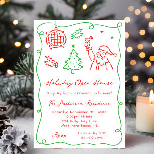 Invitation Maison ouverte de Noël fantaisiste et originale de