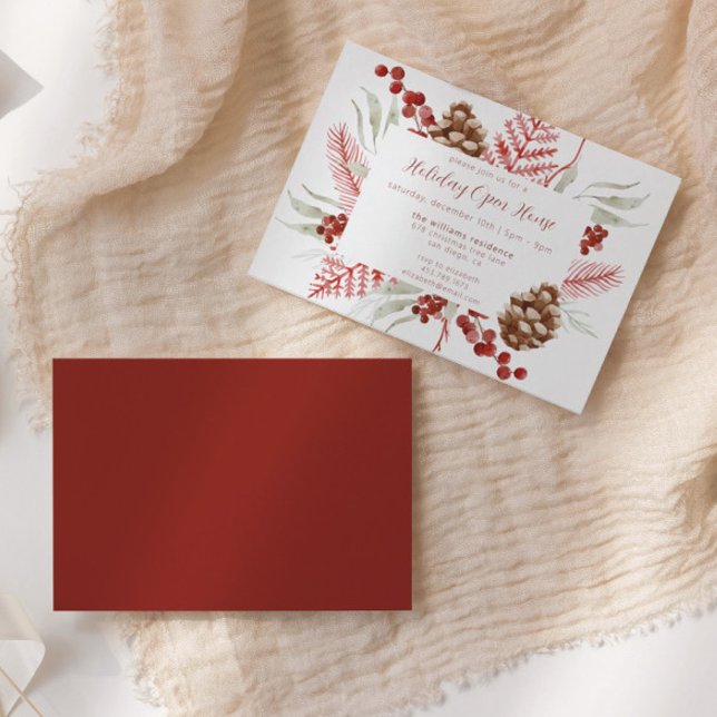 Invitation Maison ouverte de Noël Floral (Créateur téléchargé)