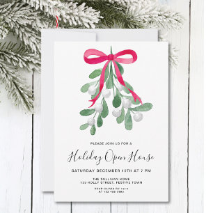 Invitation Maison ouverte de Noël Mistletoe