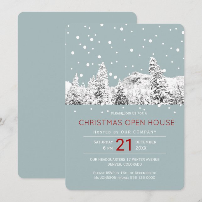 Invitation Maison ouverte de Noël moderne hiver merveilleuse (Devant / Derrière)