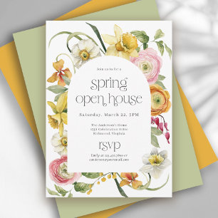 Invitation Maison ouverte de printemps Floral aquarelle lumin