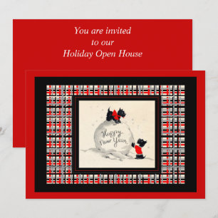 Invitation Maison ouverte du Nouvel An du chien Scottie