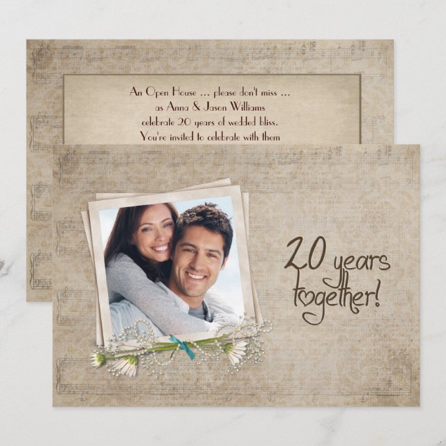 Invitation Maison ouverte pour les 20 ans de mariage (Devant / Derrière)