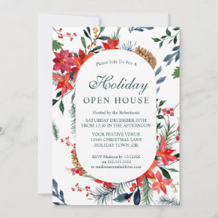Invitation Maison ouverte pour les fêtes de la Poinsettia rou