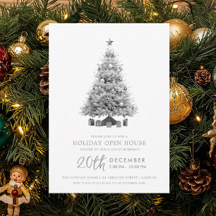 Invitation Maison ouverte pour les fêtes de Noël arbre de Noë