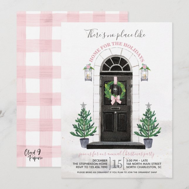 Invitation Maison pour l'invitation de fête de Noël de (Devant / Derrière)