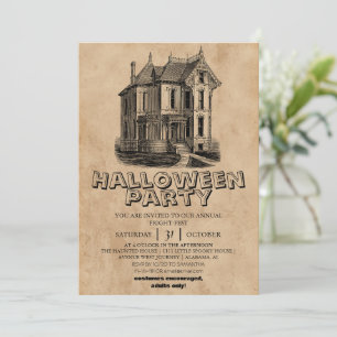 Invitation maison vintage effrayante fête de déguisement d'Ha