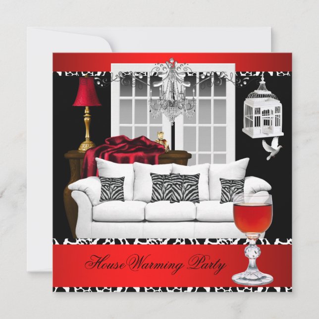 Invitation MaisonChandelier rouge blanc noir (Devant)