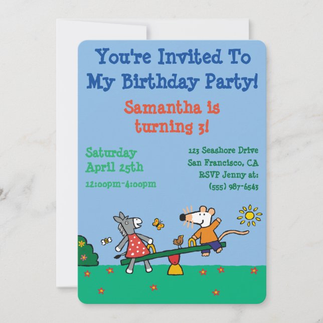 Invitation Maisy et Dotty Seesaw sur le terrain de jeu (Devant)