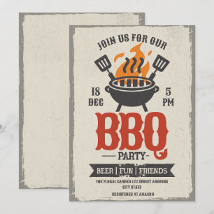 Invitation Maître de Grill de la fête BBQ Vintage