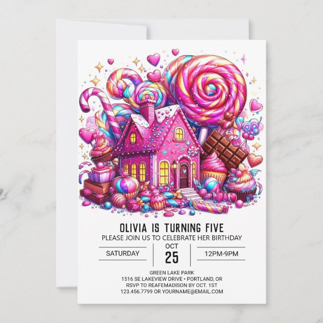 Invitation Majestic Custom Candyland Digital Anniversaire (Devant)