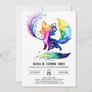 Invitation Majestic Forest Fox Digital Girl Anniversaire