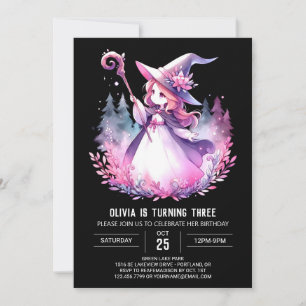 Invitation Majestic Girl Wizard Anniversaire