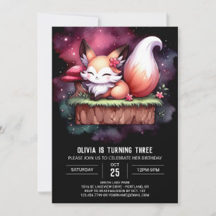 Invitation Majestic Modern Fox Anniversaire numérique
