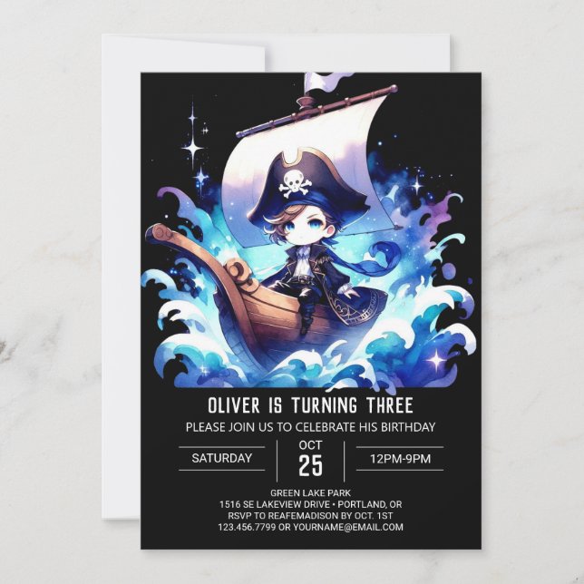 Invitation Majestic Whimsy Pirate Anniversaire (Devant)