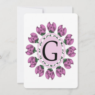 Invitation Majuscule G monogramme floral