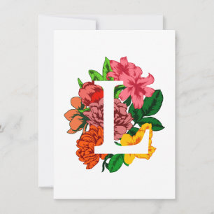 Invitation Majuscule L monogramme floral