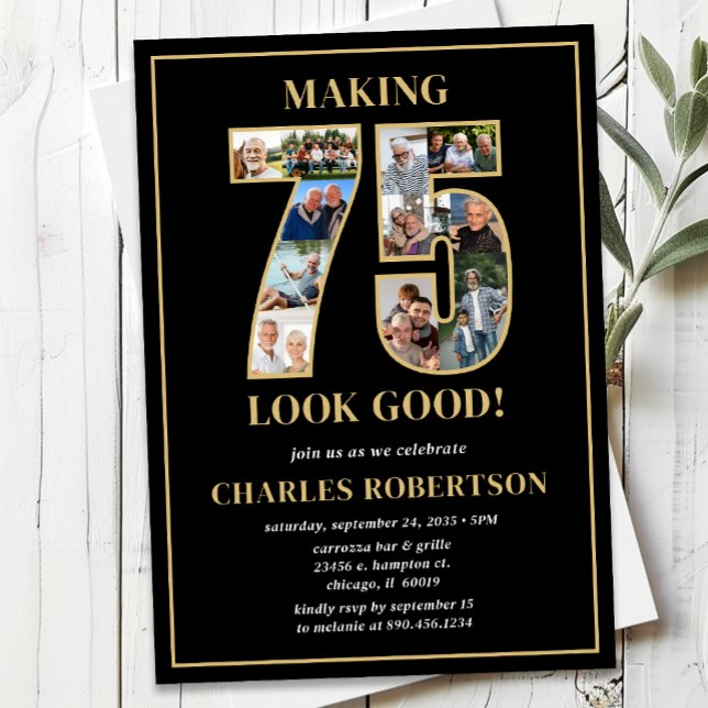 Invitation Making 75 Look Good Photo Birthday (Créateur téléchargé)