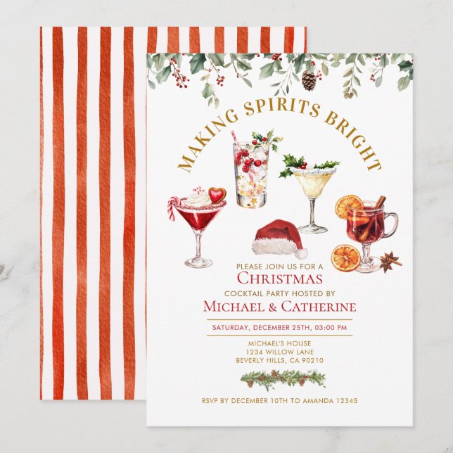 Invitation Making Spirit Bright Christmas Holiday Party (Devant / Derrière)