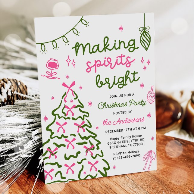 Invitation Making Spirit Bright Hand Drawn Christmas Party (Créateur téléchargé)