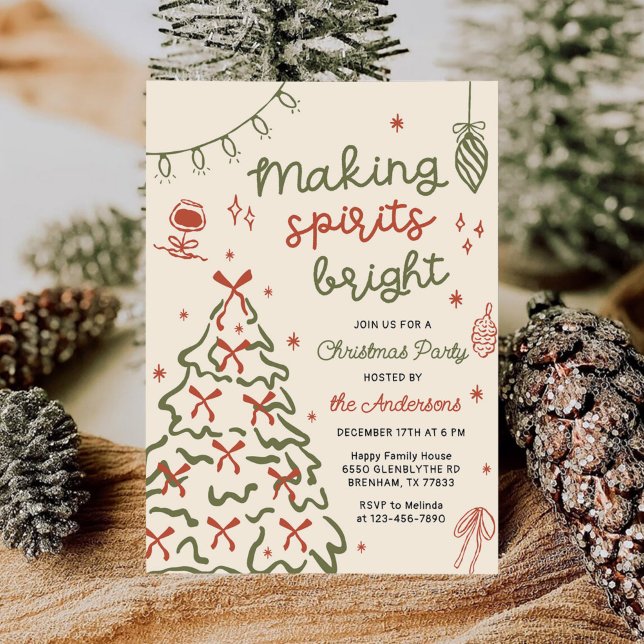 Invitation Making Spirit Bright Hand Drawn Christmas Party (Créateur téléchargé)