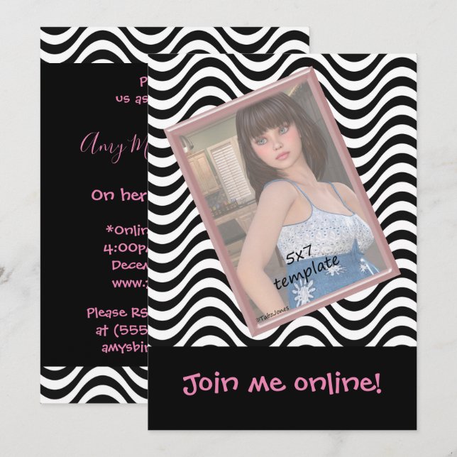 Invitation Making Waves Sweet 16 Live Stream Anniversaire (Devant / Derrière)