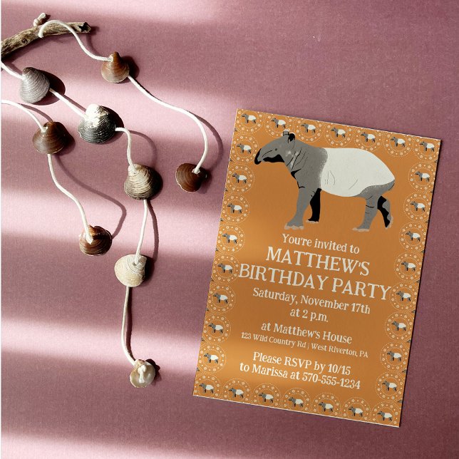 Invitation Malaya Tapir fête d'anniversaire personnalisée (Créateur téléchargé)