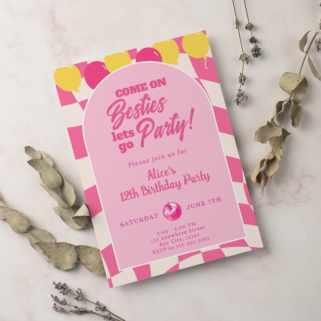Invitation Malibu Doll Besties Plage Anniversaire Rose (Créateur téléchargé)