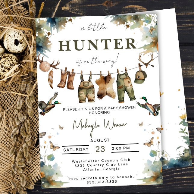 Invitation Mallard Duck Hunting Hunter Clothes Baby Shower (Créateur téléchargé)