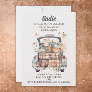 Invitation Malles de voiture vintage mignonnes Fête de la mal