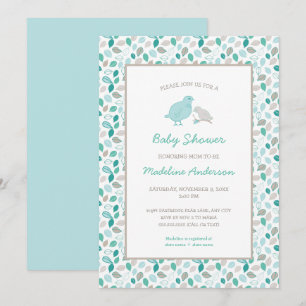 Invitation Mama + Baby Bird baby shower de genre neutre