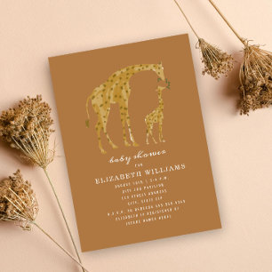Invitation Mama & Baby Giraffe Goldenrod Baby shower neutre