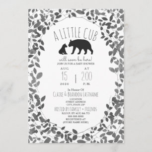 Invitation Mama + Bear Cub Noir + White Folio Baby shower