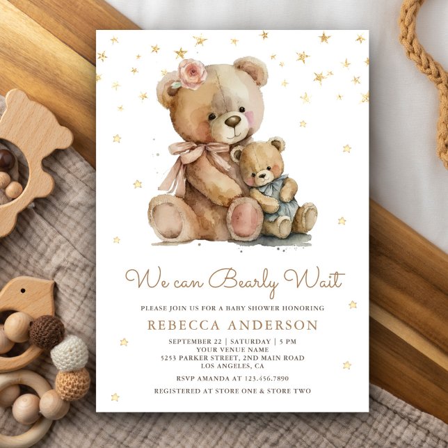 Invitation Mama Bear et mignonne Baby Teddy Bear Baby shower (Créateur téléchargé)
