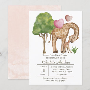 Invitation Mama et Baby Giraffe Jungle Baby shower Sarfari