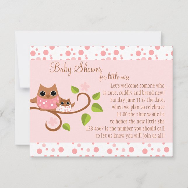 Invitation Mama et Baby Owl (Devant)